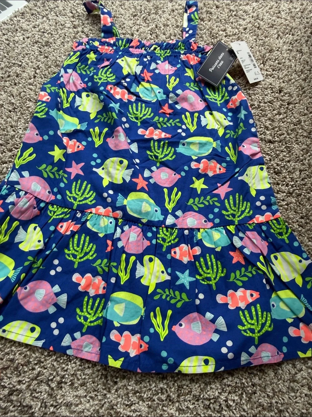NWT Gymboree Girls' Navy Tropical Fish Splish Splash Ruffle Skirted Dress size 6